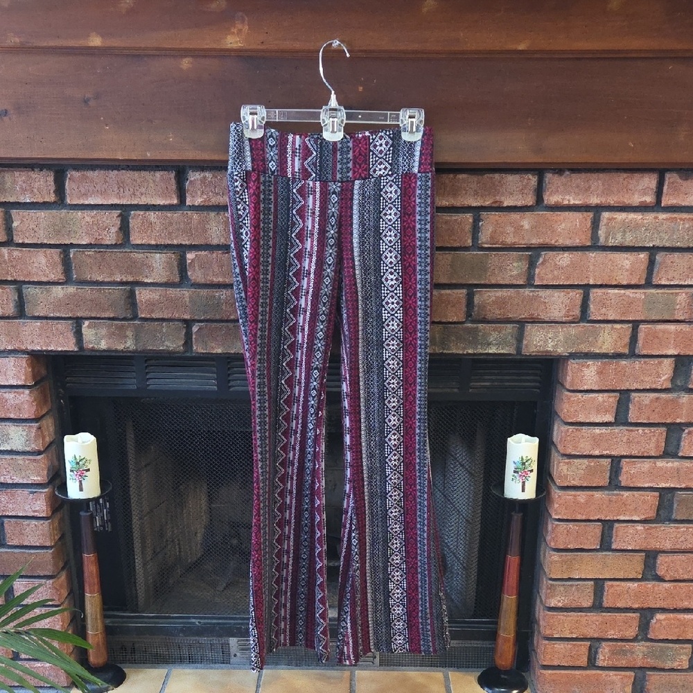 No Boundaries Red and Black Patterned Pants
